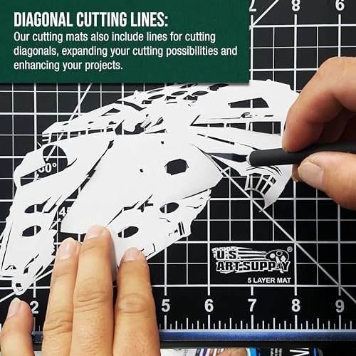 U.S. Art Supply 18"x24" Self-Healing Cutting Mat 5-Ply Green/Black | Double-Sided Green/Black Craft Mat, Non-Slip Cutting Mats for Crafts, Sewing, Quilting, Scrapbooking