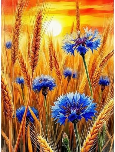 KYOQFVN Wheat Diamond Painting Kits, Autumn Diamond Art Kits for Adults Beginners, DIY Autumn Diamond Dots with Diamond Gem Art and Crafts for Adults Home Wall Decor 12x16inch