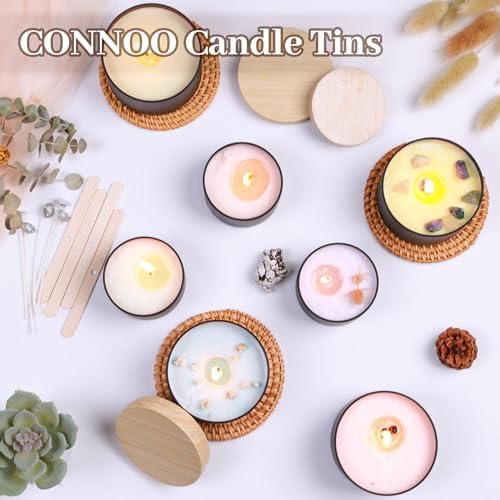 CONNOO 24 Pack - 12pcs 8oz & 12pcs 4oz Black Candle Tins with Lids