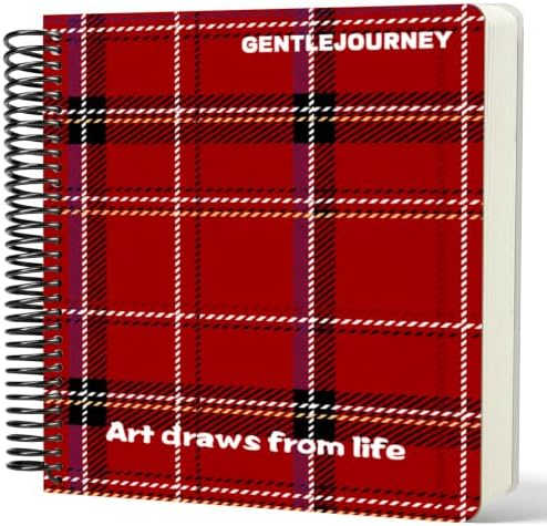 Hardcover Sketchbook,7.2"x8.3"Spiral Bound Drawing Pad,Red Grid
