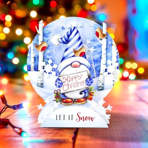 Katy Sue Christmas Gnomes Die Cut Pop Up Card Making Kit for Adults. Makes 12 Cards & Contains Gnome Die Cut Decoupage Paper Sheets, Supports, Envelopes, & Foam Pads For Christmas Card Making Supplies