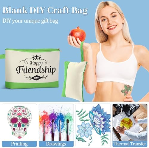Silkfly 30 Pcs Cotton Canvas Makeup Bags Cosmetic Zipper Bags 10.2 x 5.5 x 2'' Blank DIY Pouch Bulk Pencil Case with Bottom Travel Toiletry Pouch for Women Craft Decor Gift (Blue,Green)