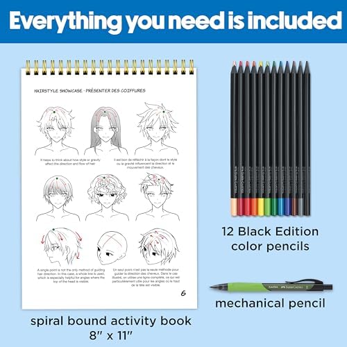 Faber-Castell Anime Drawing Kit, Shonen Edition with Step-by-Step Book