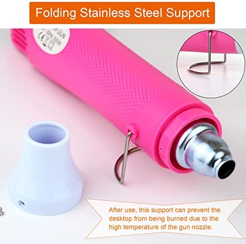 Mini Heat Gun,300W Portable Hot Air Gun Electric for DIY Acrylic Resin Craft, Dryer Crafts Handheld Heat Gun for Cup Turner, Shrink Wrapping, Crafts Embossing, Resin Bubble Remover (Pink)