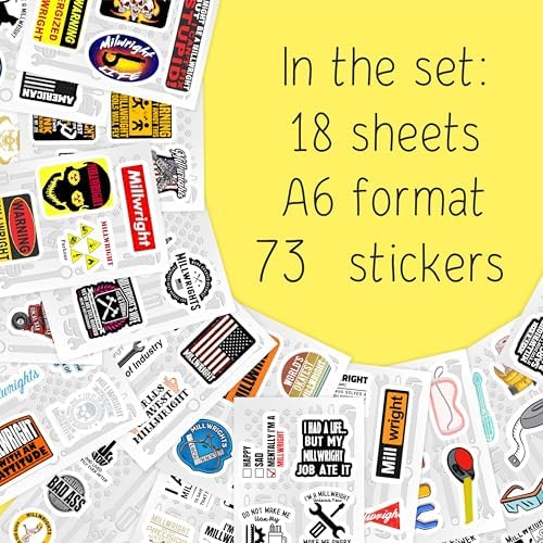 Millwright Stickers for Hard Hat for Water Bottle and Laptop - Millwright Party Favors & Decorations, Waterproof Vinyl Decals, Trade and Work Stickers