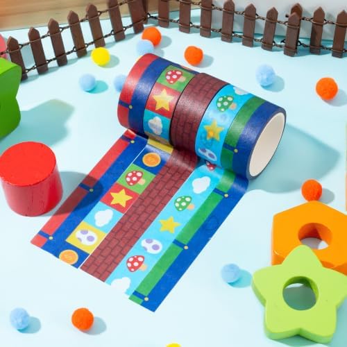 Video Game Washi Tape - 12 Rolls Cartoon Pixel Decorative Tape Set
