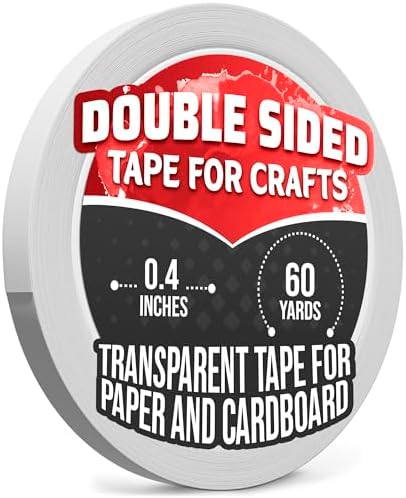 Oskal Double Sided Tape for Crafts, 0.4" × 60 Yds, Adhesive, Clear Finish