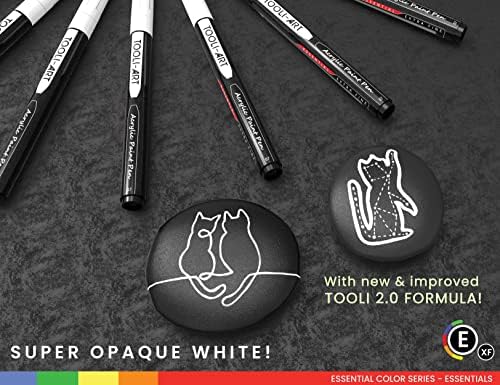 TOOLI-ART Black And White Acrylic Paint Markers Paint Pens Set For Rock Painting, Canvas, Mugs, Metal, Glass Paint, Fabric, Wood, DIY. Non Toxic, Quick Dry,Waterbas (EXTRA FINE)