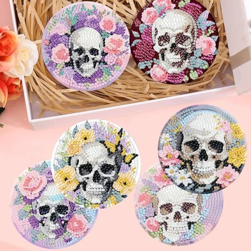 8 Pcs Diamond Art Coaster Kit for Adult with Holder, Diamond Coasters 4x4in