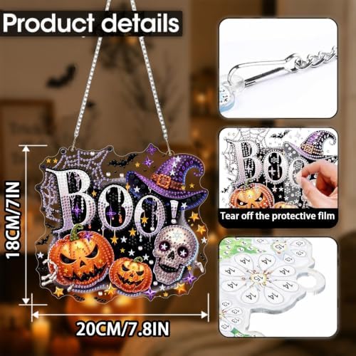 Halloween Diamond Art Hanging Kit for Adult, Diamond Art Painting 8x8inch