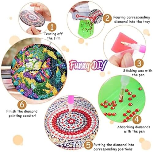 8 Pack Diamond Art Coasters,Butterfly Diamond Painting Coasters Kits