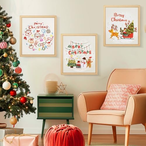 wtisan Christmas Embroidery Kit, Cross Stitch Kits for Beginners, Needlepoint with All Tools & Instructions, Stamped Hand Embroidery Starter Kit for Holiday Crafts & Xmas Home Decor, W13