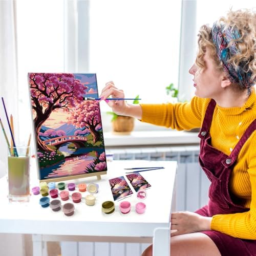 JOOZ 5D Landscape Paint by Numbers Kit for Adults with Frame, 8x12 Inch
