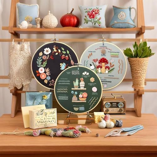 TIANLIN 4 Pack Embroidery Kit for Beginners,Adults DIY Starter Kit