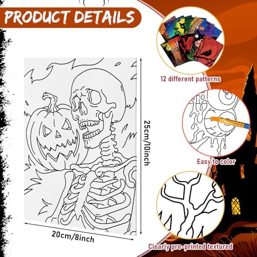 Tinlade 12 Pcs Pre Drawn Canvas for Painting Stretched,Gothic