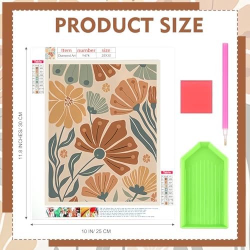Yeaqee 4Pcs Diamond Art Kits for Adult Gem Painting Kit, Abstract Flowers