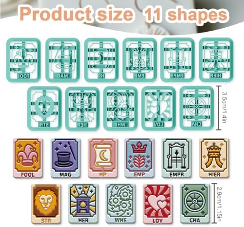 11Pcs Tarot Card Polymer Clay Cutters Divination Clay Earrings Cutters Polymer Jewelry Cutter for Earrings Making Birthday Party DIY Supplies