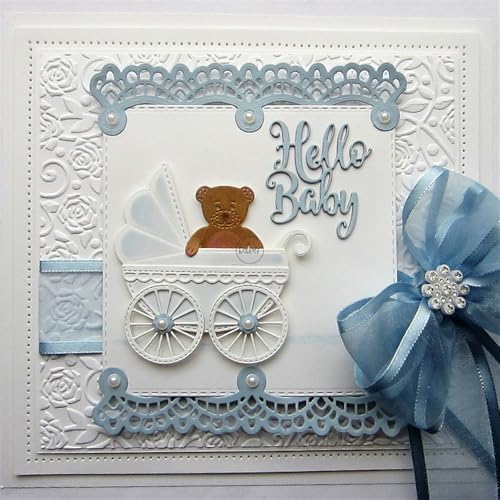 Patchwork Baby Stroller Bear Metal Cutting Dies for Card Making
