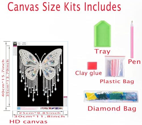 DIYBEADDOT DIY Butterfly Diamond Pearl Painting Kits for Adults,5D Diamond Art Pearl Painting Kits for Beginner, Crystal Rhinestones Diamond Painting for Home Wall Decoration Gift 12×16 inch