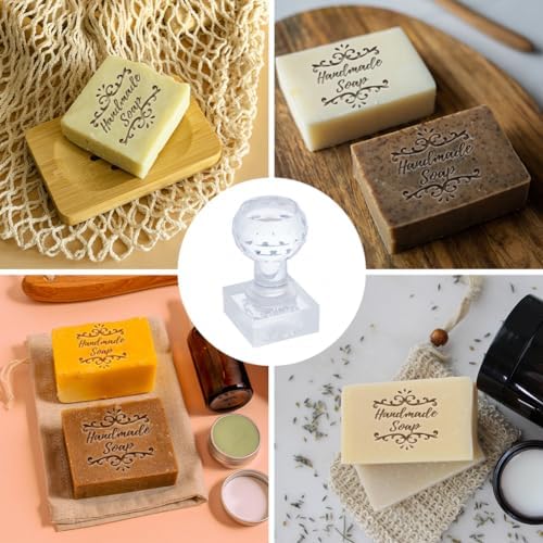 PH PandaHall Vintage Pattern Soap Stamp, Text Soap Embossing Stamp Acrylic Chapter Imprint Stamp for Handmade Soap Cookie Clay Pottery Stamp Biscuits Gummier Making Projects, wh-DIY-WH0438-035-US24