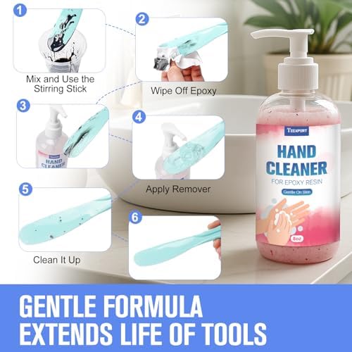 Teexpert Resin Remover Gel 8OZ Hand Cleaner For Epoxy Resin All-Natural Gentle & Moisturizing Hand Cleanser Ideal for Removing Uncured Resins Molds Tools