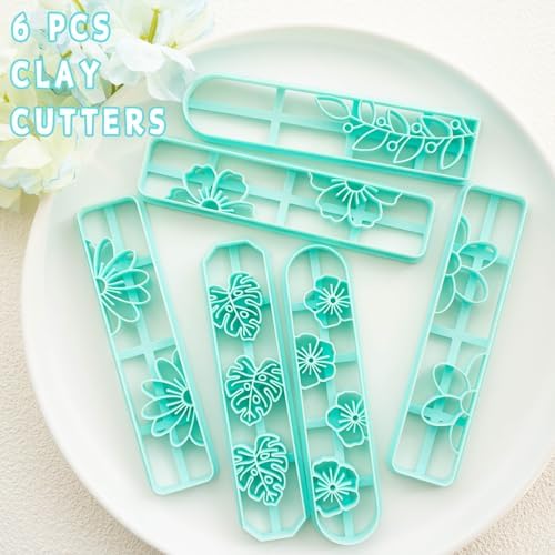 TAINSKY Bookmarks Polymer Clay Cutters, Floral Bookmark Creator for Polymer Clay Jewelry, 6 Pcs Reading Clay Cutters for Making Earrings Jewerly, Clay Earring Cutters, Polymer Clay Earrings Tools