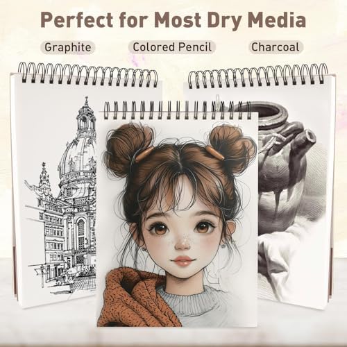 Umriox Sketch Pads for Drawing, 9" x 12" Sketchbook, 2-Pack | Acid-Free Drawing Paper, 100 Sheets Each Pad, Spiral Bound, Art Supplies for Artists, Students, School Sketching & Projects