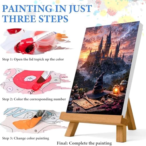 Magic Castle Paint by Numbers Kit for Adults Framed Canvas, Frameworkless