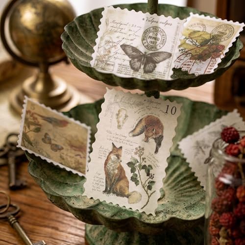 60pcs Vintage Postage Stamp Stickers, Aesthetic Sticker for Scrapbooking, Journaling Supplies, Planners, Kid DIY Art Crafts, Bullet Journal Ephemera