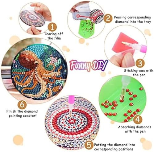 8 Pack Diamond Art Coasters,Ocean animal Diamond Painting Coasters Kits