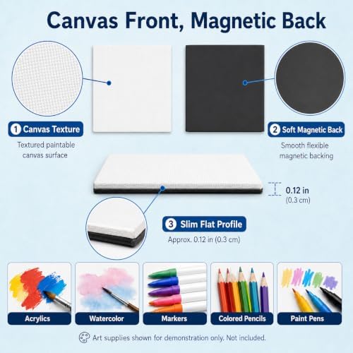 15 Pack 3 Inch Square Mini Magnetic Canvas Boards for Painting