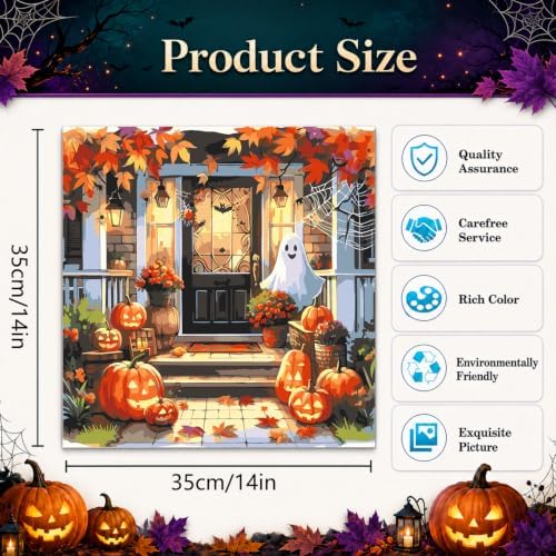 Fall Paint by Numbers Kit for Adults,Ghost Paint by Number 14x14 inch