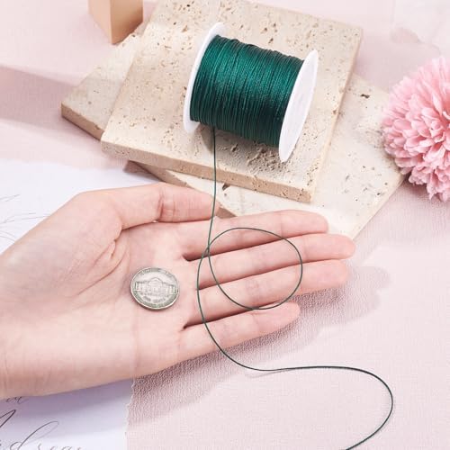 Nylon String for Bracelets, 0.6mm Nylon Cord Nylon Beading Thread 43 Yards Friendship Bracelet String Chinese Knotting Cord for Kumihimo Necklaces Tassels Jewelry Crafts (Dark Green)