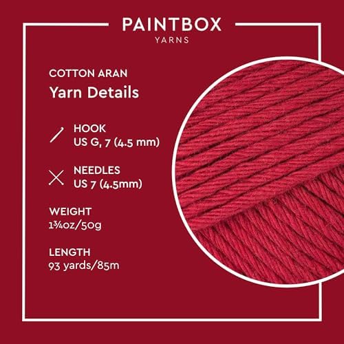 Paintbox Yarns 100% Cotton Aran Yarn 1.76oz / 50g, 93yds / 85m