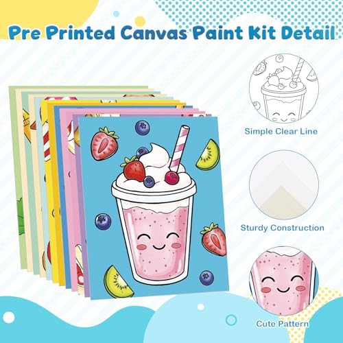 Louise Maelys 12 Pack Pre Drawn Canvas to Paint for Kids 8x10 Inch Snack