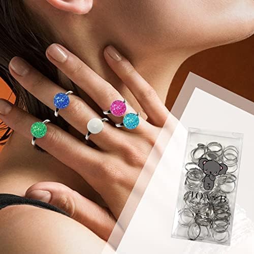 TOAOB 60pcs Blank Rings Silver Plated Adjustable Flat Rings with Blank Base Jewelry Findings
