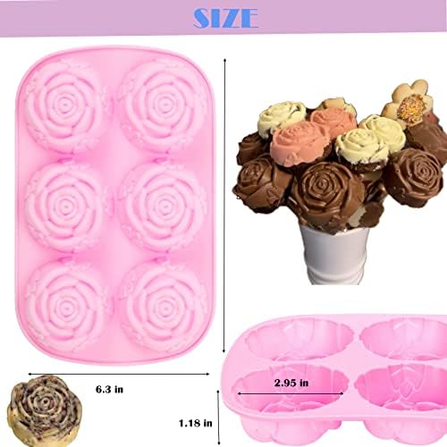 Flower Soap Molds-Silicone Soap Molds Rose Soap Mold | Soap Molds Silicone Shapes-3PCS 6 Cavities Flower Soap Mold,Silicone Molds for Soap Bath Bombs Shower Steamer Lotion Bars