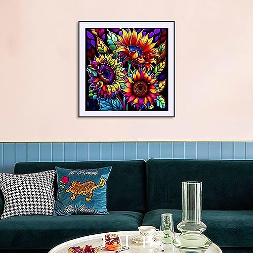 Stalente Diamond Painting Kits for Adults, 5D DIY Diamond Art Kits for Beginners Round Full Drill Diamond Painting for Home Wall Decoration Gift 12×12inch, Sunflower