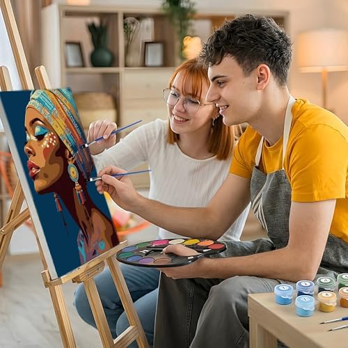 HeeBenor Framed Paint by Numbers Kit for Adults, Black Women, 8x12 Inch