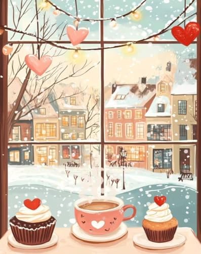 ZRIZQ Paint by Numbers Kit for Adults Beginner,Winter Landscape,16x20