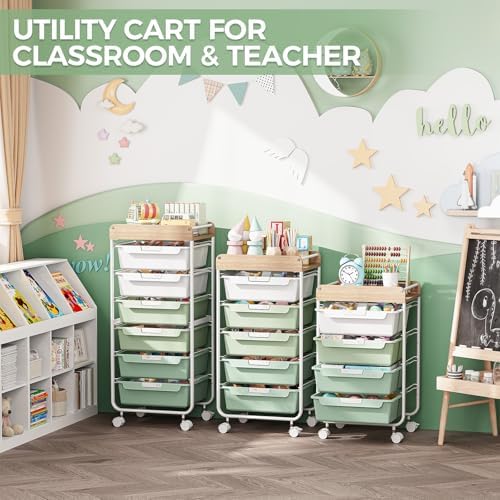 SYKIARIOL Rolling Storage Utility Cart with 4 Drawers,Art Cart,Green