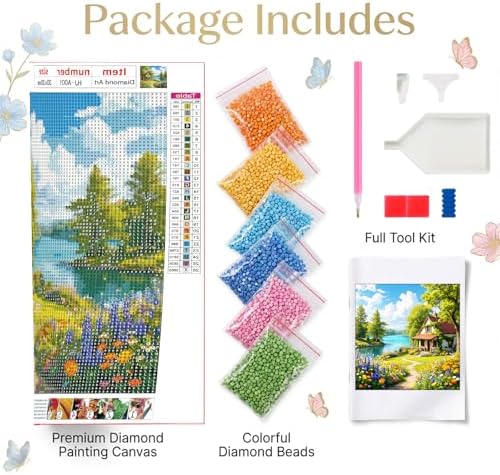 HvasJing Link Diamond Painting Kit for Adults, Lake House Diamond Art Kit