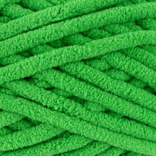Loops & Threads Demi Purl Yarn – Super Bulky 100% Polyester, Soft Plush Chenille Yarn for Knitting & Crochet, Ideal for Blankets, Hats, Scarves & Crafts, Vibrant Green