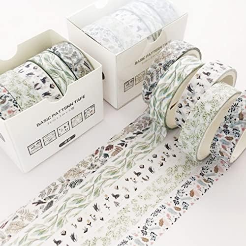 5 Rolls Washi Tape Set Creative Basic Skinny Decorative Tapes for Arts, DIY Crafts, Bullet Journals, Planners, Scrapbooking, Wrapping (Vine)