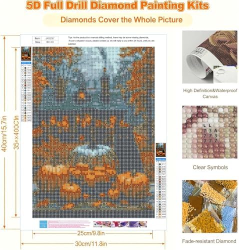 KYOQFVN Halloween Diamond Painting Kits for Adults, Black Cat Diamond Art Kits for Adults, DIY Full Drill Diamond Paintings Picture Arts Craft for Home Wall Art Decor 12×16 Inch