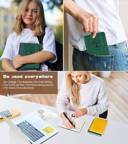 Biuwory A6 Leather Pocket Notebook, 140 Lined Pages Hardcover Small Journal | 3.7"×5.7" Vintage Leather Journal for Women Men Writing, College Ruled Mini Notepad for Notetaking, Travel, Work, School