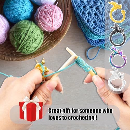 HUISUYTON Dragon Crochet Rings, 4Pcs Crochet Tension Rings