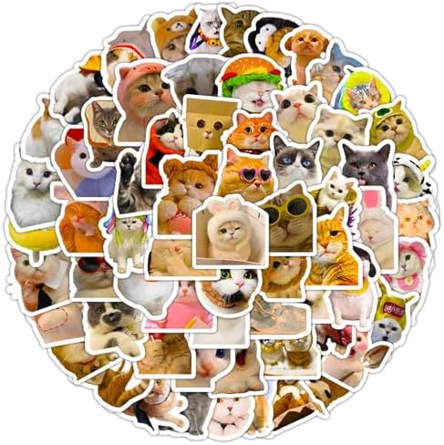 DothRayan Cat Stickers, 100 Pcs Fun Cat Waterproof Stickers, Vinyl Stickers for Water Bottle, Laptop, Phone Stickers for Kids Teens Girls Adults