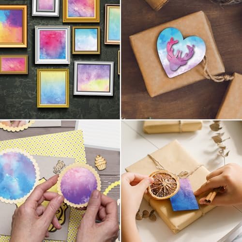 48 Sheets Watercolor Scrapbook Paper,Watercolor Pattern Decorative Scrapbook Paper for Journals DIY Cards and Photo Albums,Aesthetic Craft Supplies