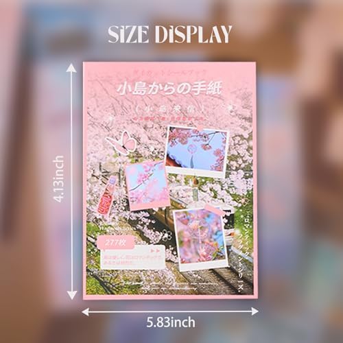 Japanese Kawaii Sticker Book - 20 Sheets Cute Cherry Blossom Island Vibe Stickers for Journals, Planners, Scrapbooking & Water Bottles - Holographic Glitter Vinyl Decals (277 Pcs, Pink)